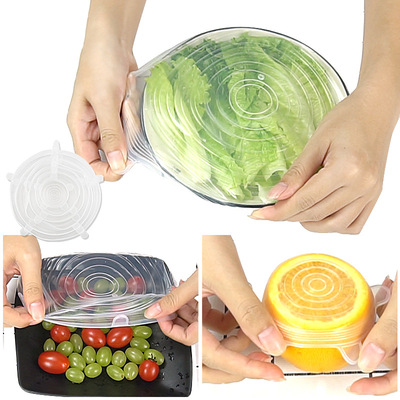 Manufactor silica gel circular Lids 6 household seal up transparent Fresh keeping film stretching Silicone Cover