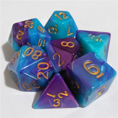 Foreign trade Acrylic Double color Multi-faceted dice suit Seven one number dice suit Multi-faceted Dice