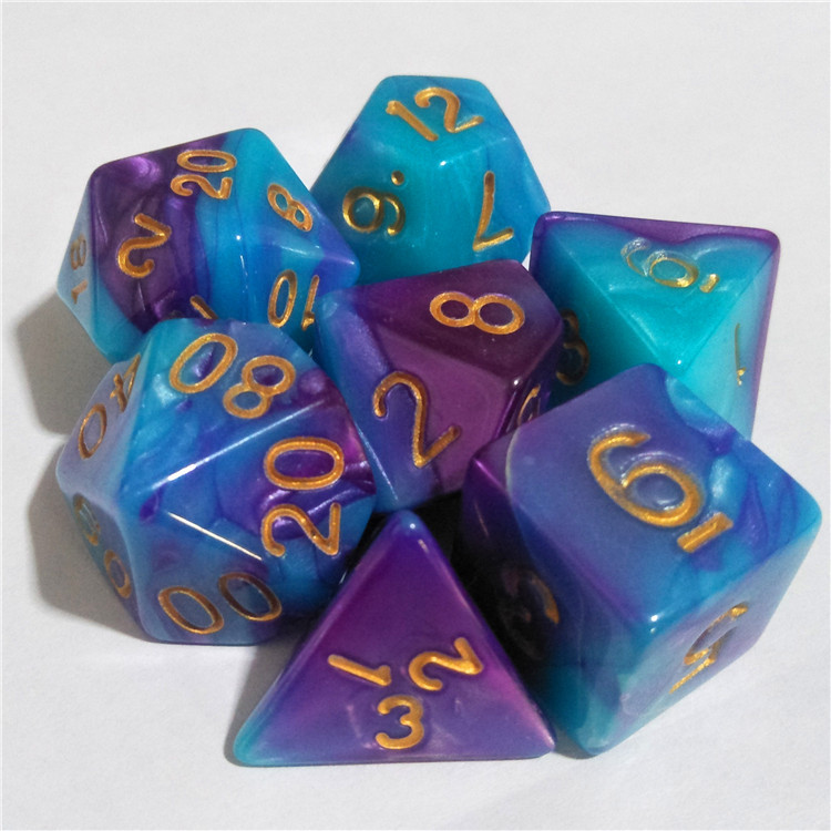 Foreign trade Acrylic Double color Multi-faceted dice suit Seven one number dice suit Multi-faceted Dice