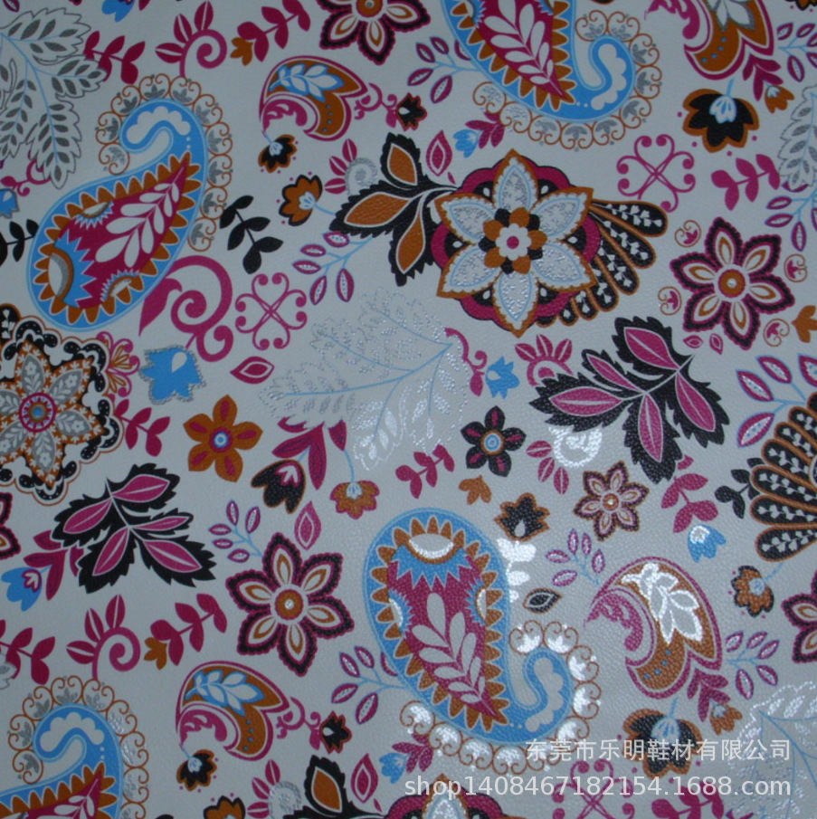 DP8010现货供应 毛底1.0MM荔枝纹印花树叶鞋材手袋皮革