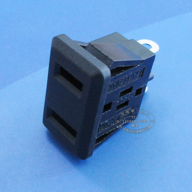 15A125V卡式两扁孔插电源插座美规两孔AC输入母插座DB-14-M4