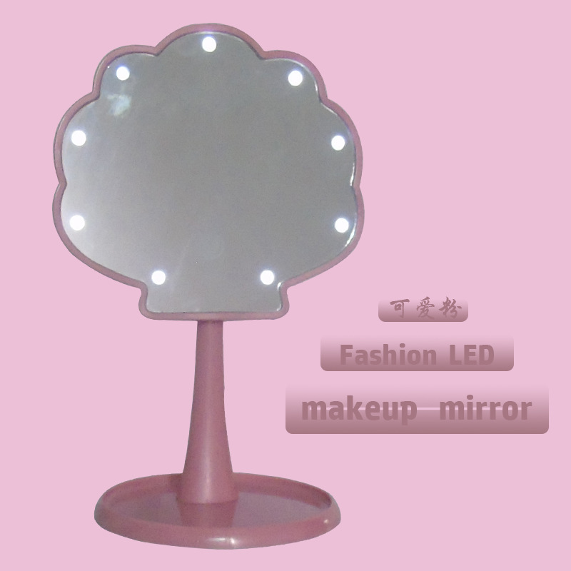 New table shell led Cosmetic mirror luminescence mirror Storage Dressing Lamp lens Silver mirror Advertising mirrors Remove makeup Makeup mirror