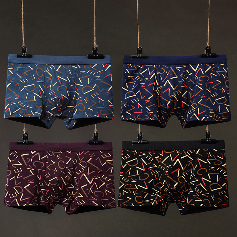 man Middle-waisted Cotton Underwear man Boxer pure cotton comfortable ventilation man Four shorts Printed underwear