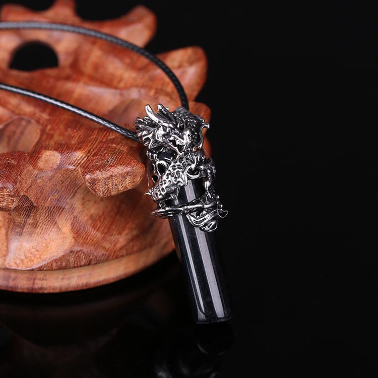 Fashionable domineering shaped crystal necklace, trendy and cool Chine dragon pendant, men's punk neck chain_voghion.com