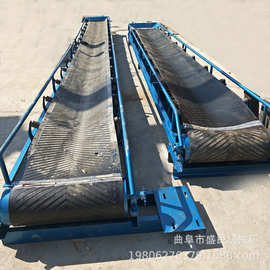 平行式皮带输送机图片加工定制大坡度皮带上料机