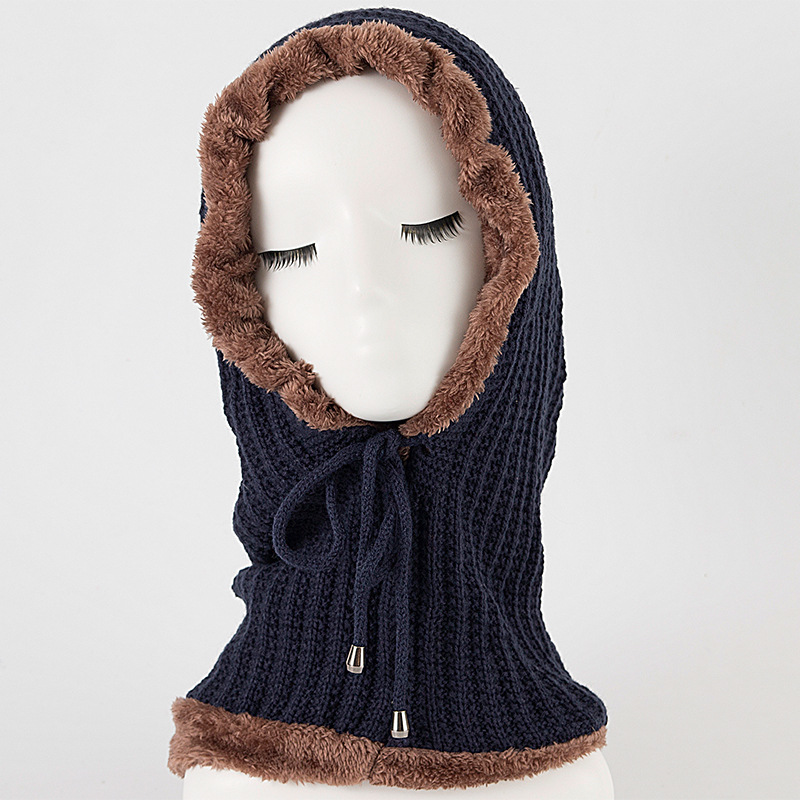 Stickad balaclava för dam och herr, varm randig vintermössa_voghion.com