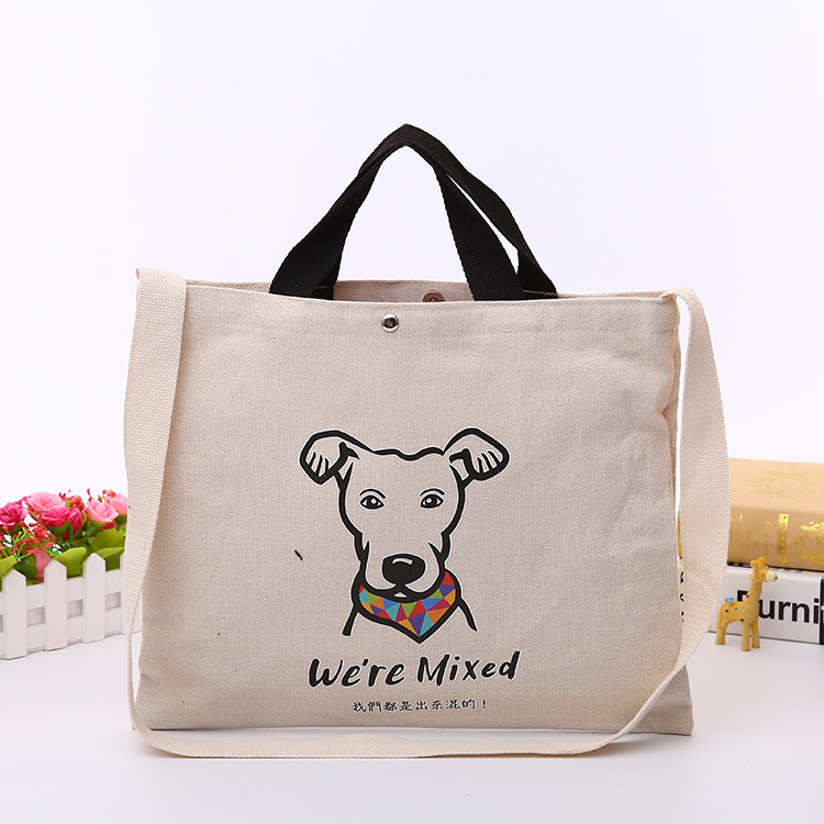 厂家彩印帆布袋批发 定制学生卡通帆布袋 手提按扣棉布袋定做LOGO