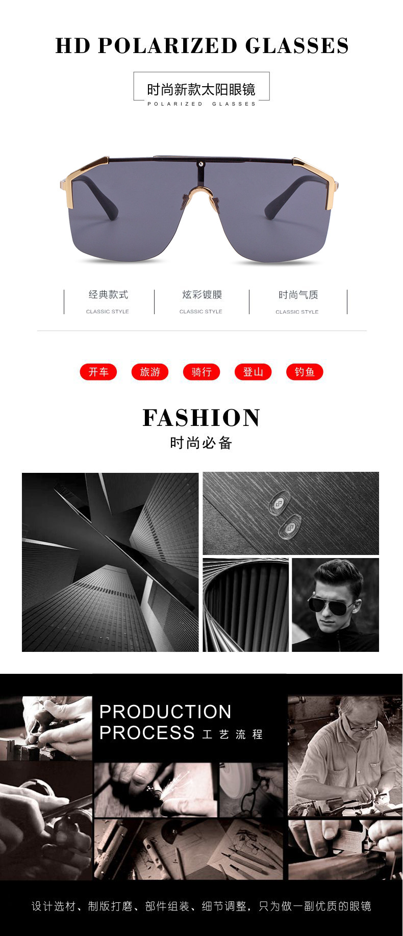 Large Frame New Fashion Style Sunglasses display picture 1