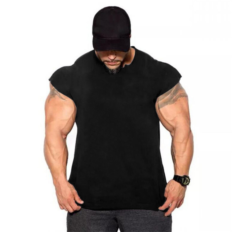Muscle fitness color sólido vacío algodón Chaleco de los hombres deportes entrenamiento Delgado chaleco sin mangas