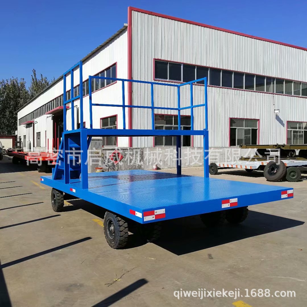 15吨设备检测拖车底盘单轴拖车 充气胎拖挂车场地运输平板车