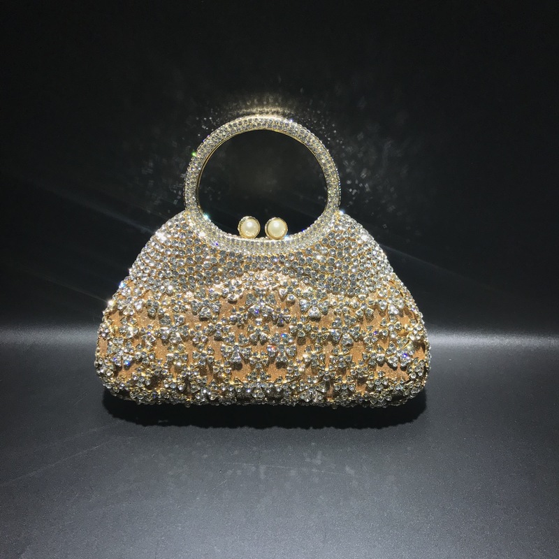 Túi clutch nữ đính kim cương giả dự tiệc cao cấp kích thước 23x12x6 cm — Màu đen chi tiết 47