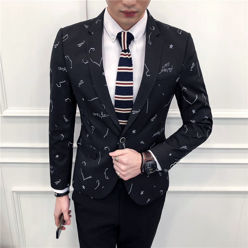 厂家直销2018春秋新款男式休闲西装男装韩版修身碎花男士西装外套|ru