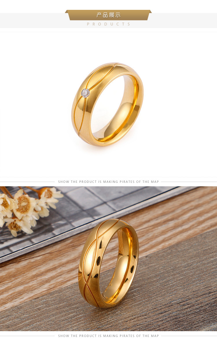 11g Weight Festival Occasion Titanium Steel Material Geometric Pattern Unisex Gender Plating Design Simple Style Style Japanese And Korean Fashion Simple Couple Couple Rings Titanium Steel Simple Bracelet Ring Men's And Women's Suertong Ornament Supply 2