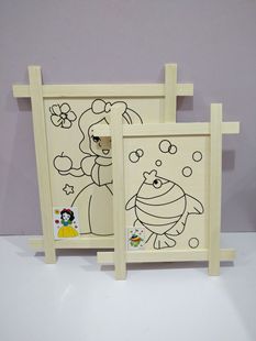 10inch Tic-Tac-Toe Wooden Frame Painting DIY Simple Wooden Frame Painting Children's Creative Fun Graffiti Handmade Watercolor Painting Wholesale