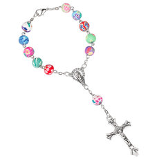 天主教软陶玫瑰经念珠手链 十字架 Catholic One Decade Rosary