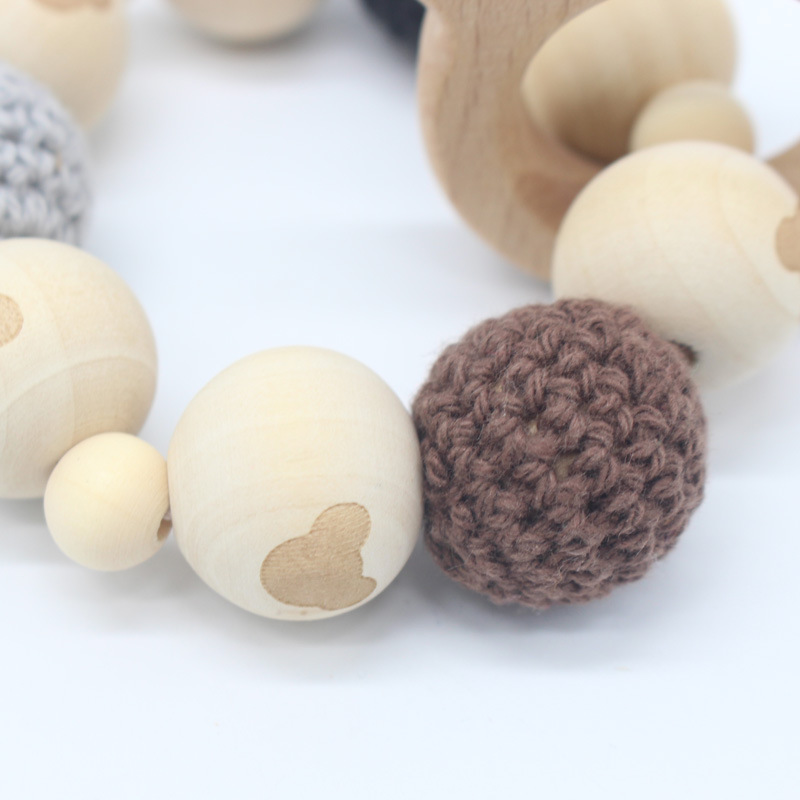 INS bebé haya mordedor pulsera bebé cuentas de lana dientes de juguete palo de molienda Amazon nuevo