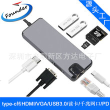 Type-c�DHDMI+VGA+USB3.0+SD/TF+ǧ�׾W��+PD  HUB�Uչ�]�˺�һ
