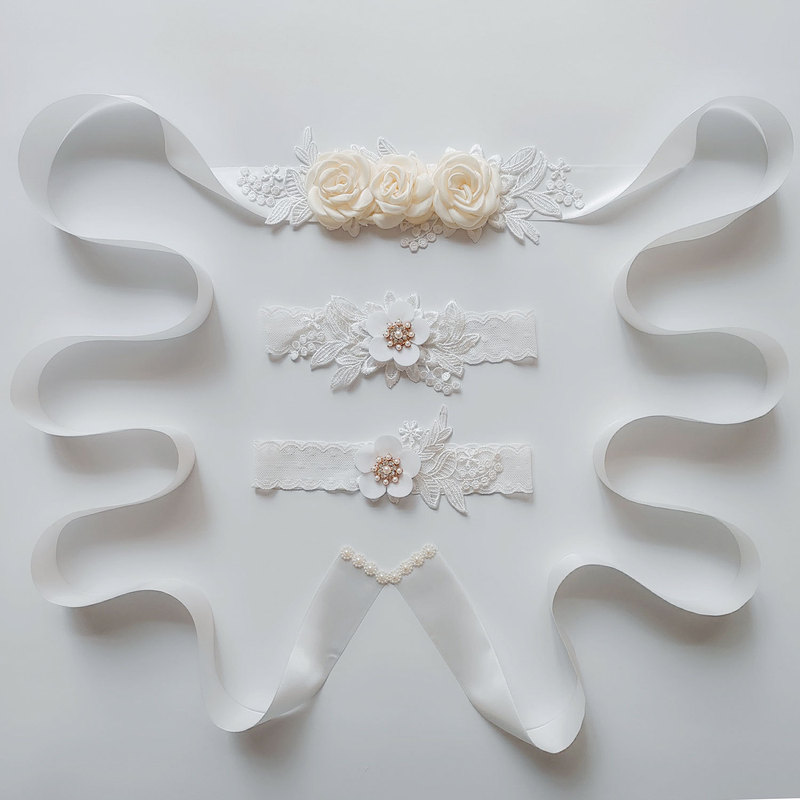 XL205 bridal belt original design lace belt and garter suit European and American wedding cross-border accessories