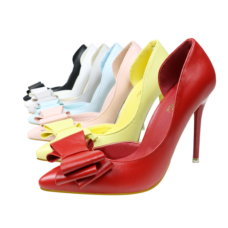 Fashion Elegant High Thin Heel Shallow Mouth Pointed Side Hollow Single Shoes