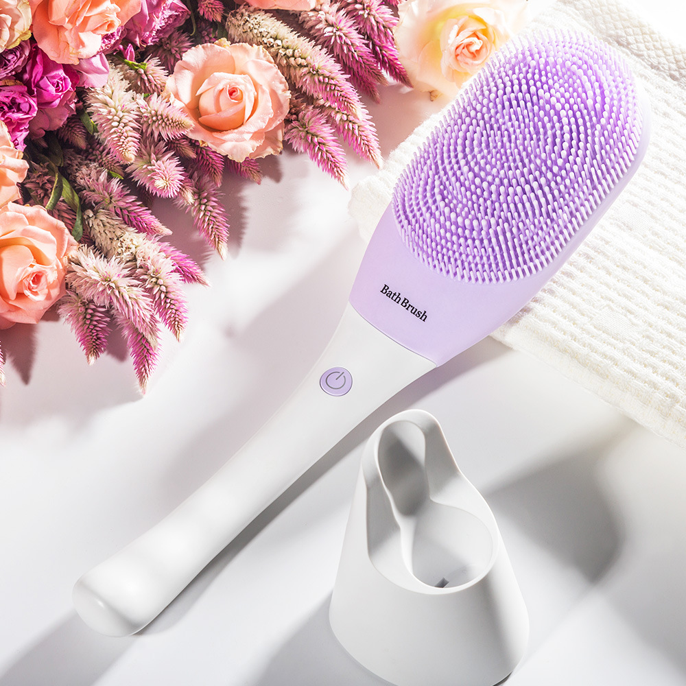 Mediwell美迪维尔MD-008硅胶电动洗澡按摩刷加长手柄39度沐浴神器|ms