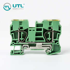 尤提乐JUT3-10PE弹簧接地端子10平方端子排黄绿色零线端子直销
