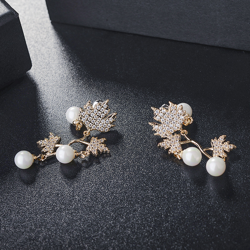 Copper Fashion Geometric earring(Golden) NHLJ3849-Golden