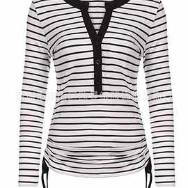 亚马逊爆款女装 eBay速卖通欧洲站时尚新款V领抽带长袖打底衫T恤