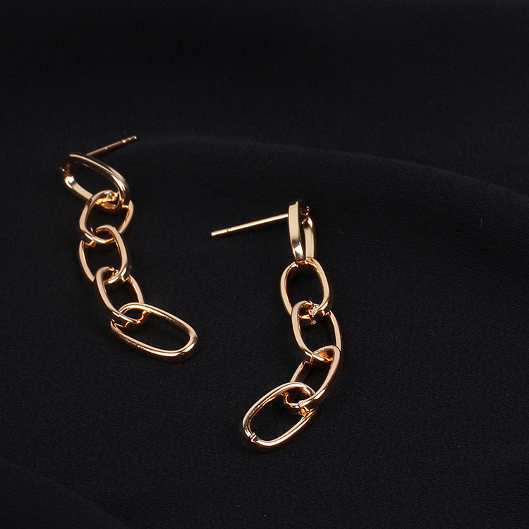 5g Weight No Inlaid Inlay Material Earrings Classification Copper Material Geometric Pattern Women'S Gender Plating Design Fashion Style Rose Gold, Gold, Silver Color Oval Chain Simple Retro Exaggerated Popular Earrings Wholesale 5