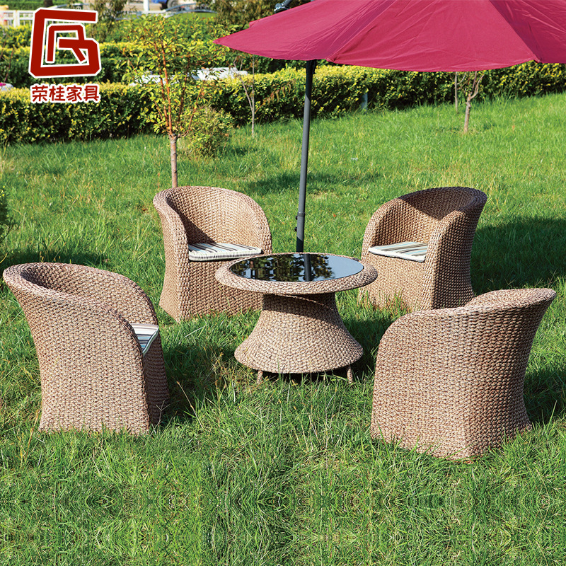 现货供应编藤户外藤桌藤椅茶几摆台五件套竹藤家具批发批发