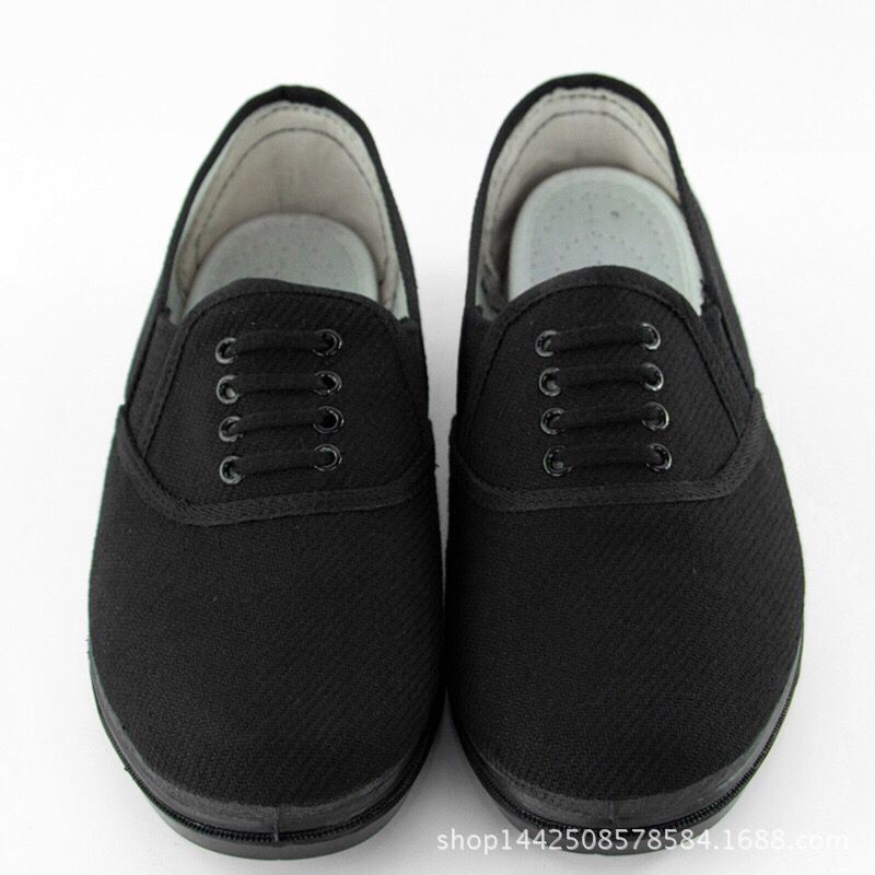 87男士劳保布鞋老北京布鞋男款黑色帆布酒店工作舞蹈鞋低邦硫化底