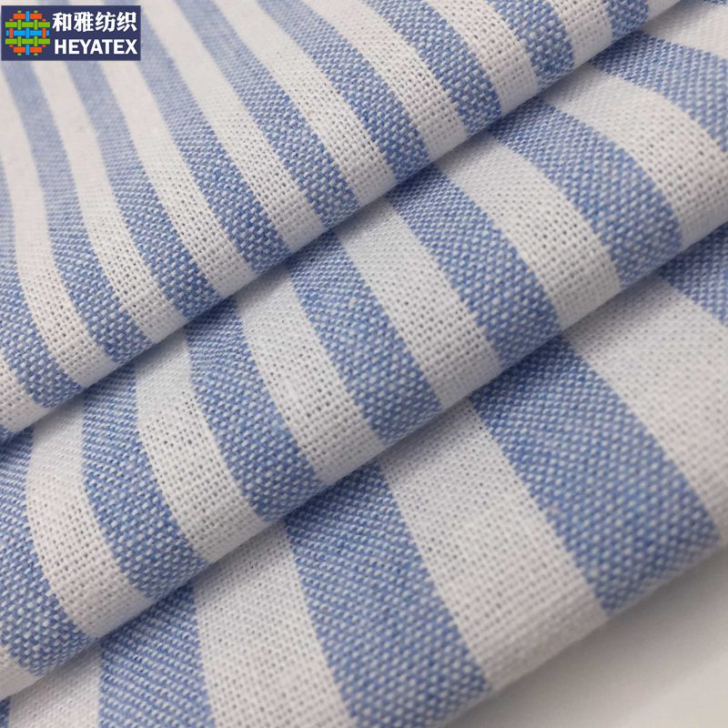 蓝色弹力条纹 6种条宽10余色 21S色织条服装配饰面料 现货H2269