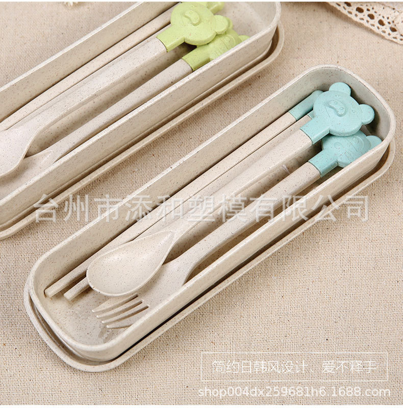 稻壳麦香儿童餐具套装可爱卡通餐具套装筷子勺子叉子组合餐具套装|ms