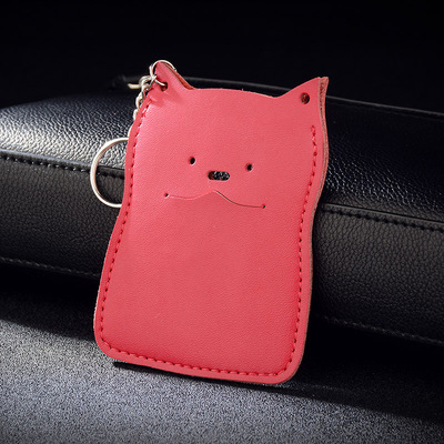 男女通用卡通门禁卡套牛皮地铁卡钥匙扣可爱学生饭卡创意证件卡包|ms