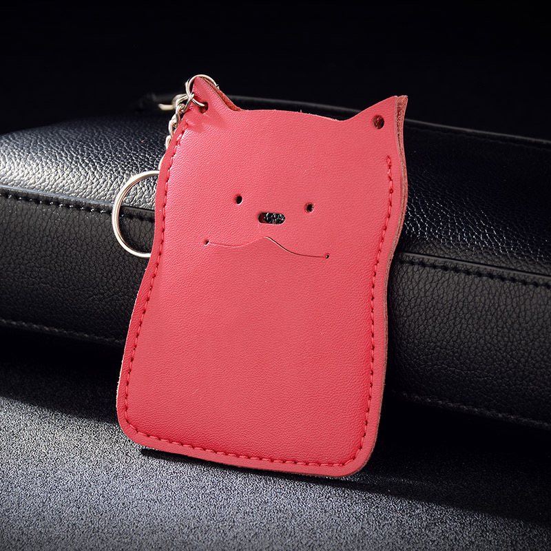 男女通用卡通门禁卡套牛皮地铁卡钥匙扣可爱学生饭卡创意证件卡包|ms