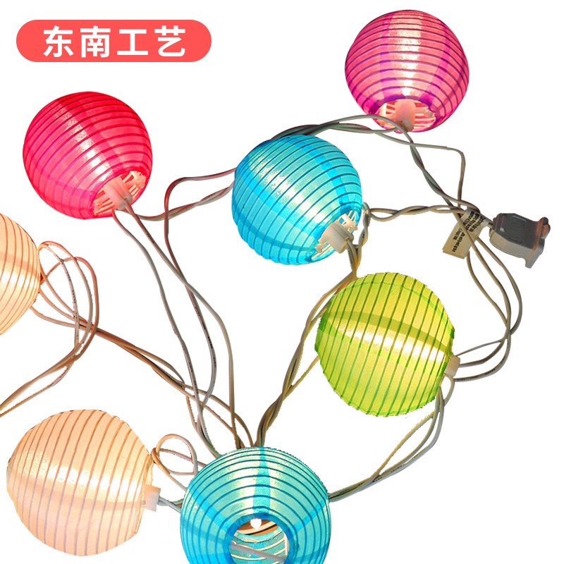 彩色布灯笼灯串 LED装饰挂饰小灯笼3英寸户外防水布 灯笼灯串厂家