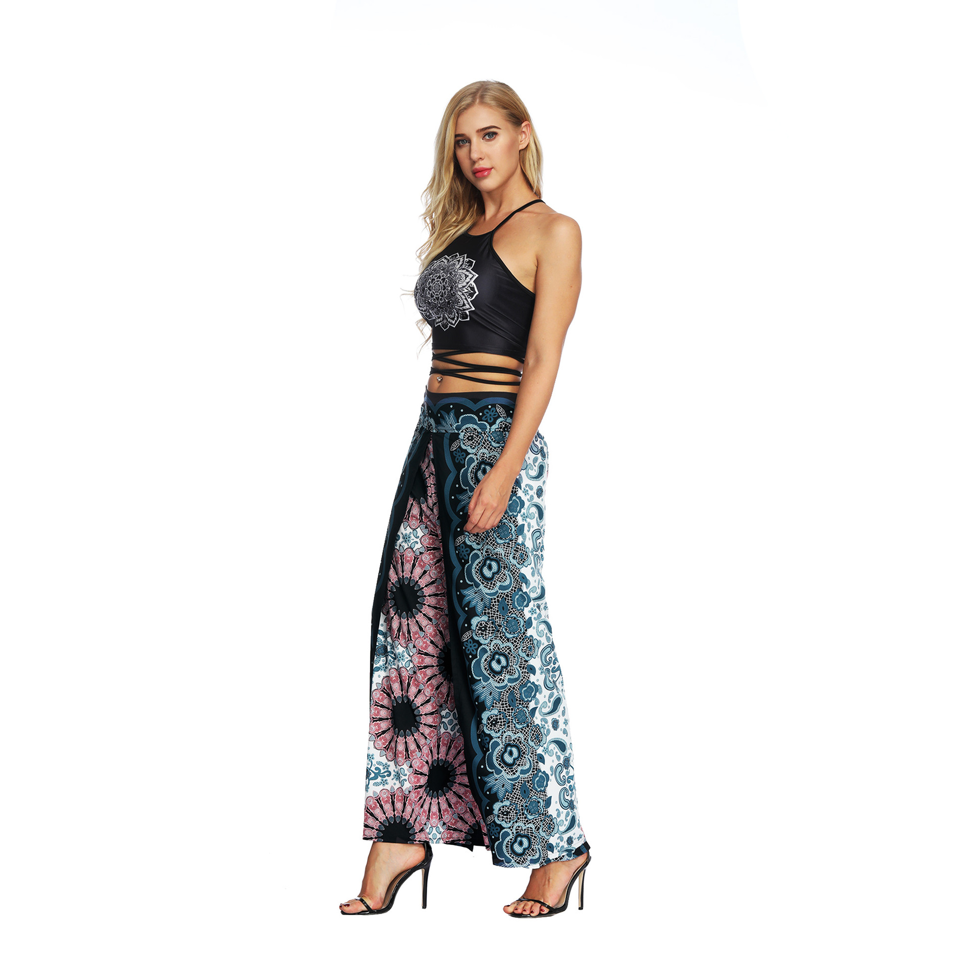 digital printing high-waist wide-leg pants wholesale women s clothing Nihaostyles NSMDF67677