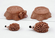 3D立体卡通树桩松鼠刺猬DIY巧克力翻糖慕斯蛋糕烘焙装饰硅胶模具