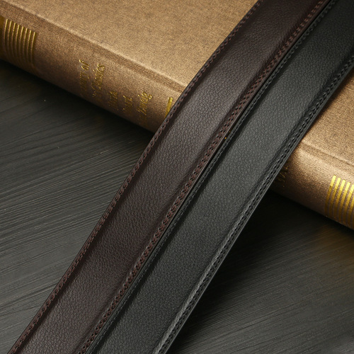 Men's 3.5CM two-layer leather belt body men's belt automatic buckle headless cowhide strip manufacturer wholesale