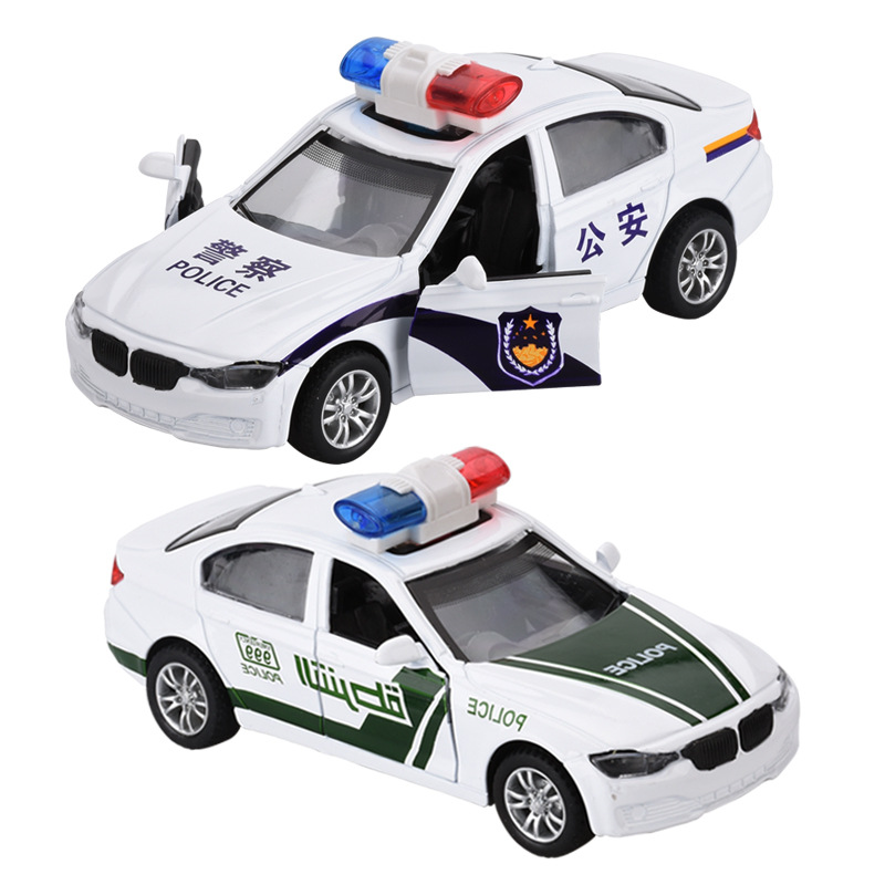 Simulation alloy car double door model simulation police car sound light rebound car children toy wholesale