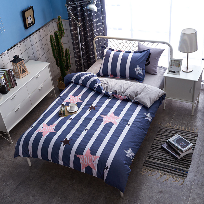 柏莎保暖加厚北欧简约风条格全棉13372水晶绒3三件套床上用品厂家|ru