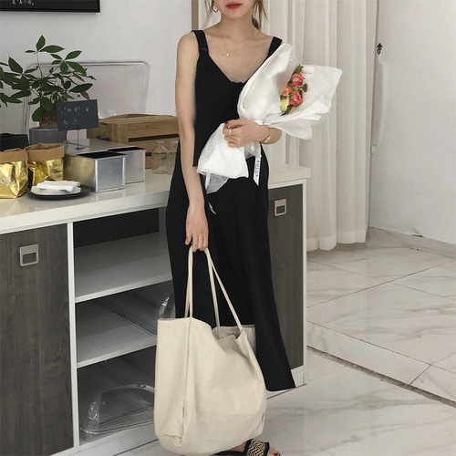 Korean ins super popular canvas bag women's shoulder bag chic literary student versatile portable large capacity shopping bag