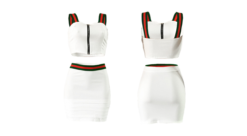 Women Sexy stitched condole belt Top Bodycon Mini Skirt Outfit Two Piece Dress