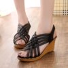 December summer With slope Sandals The thickness of the bottom Toe Fish mouth High-heeled shoes Straw Fine with combination Korean Edition Casual shoes