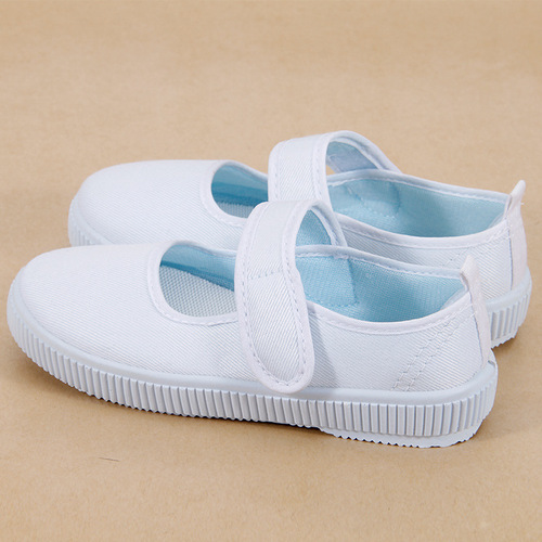 2024 Spring and Autumn New Children's White Canvas Dance Shoes for Boys and Girls, Wholesale Student White Sneakers