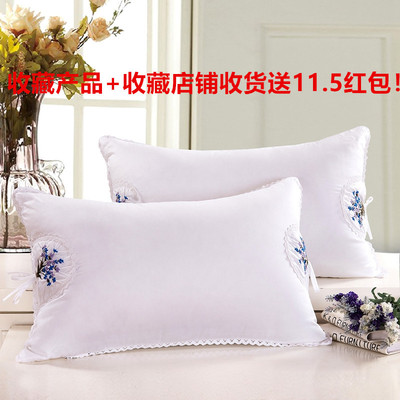 厂家直销薰衣草安神保健护颈礼品枕头 高档全棉绣花羽丝绒枕芯|ru