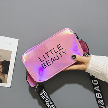 包包女2023新款韩版时尚PU皮革单肩包镭射字母斜挎包潮流小方包