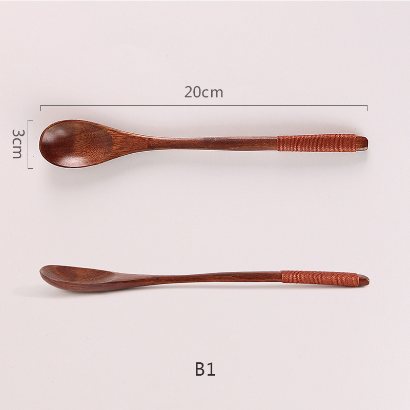 B1 올드페인트 나무숟가락 브라운라인 (19*2.5cm)