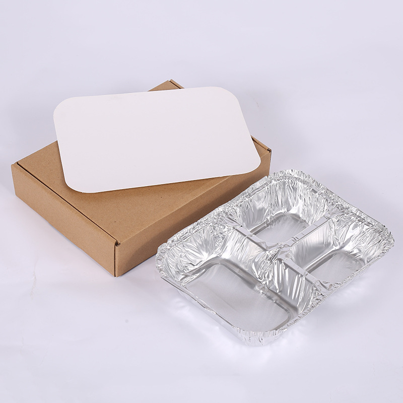 批发铝箔餐盒品三格780ml锡纸盒 快餐盒一次性食品包装外卖打包盒