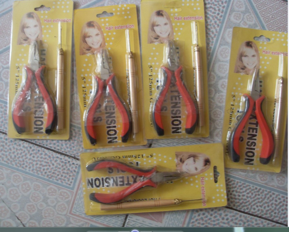 Alicates de extensión de pelo para productos de peluquería rojo y negro codo dentado peluca alicates herramienta de extensión de pelo