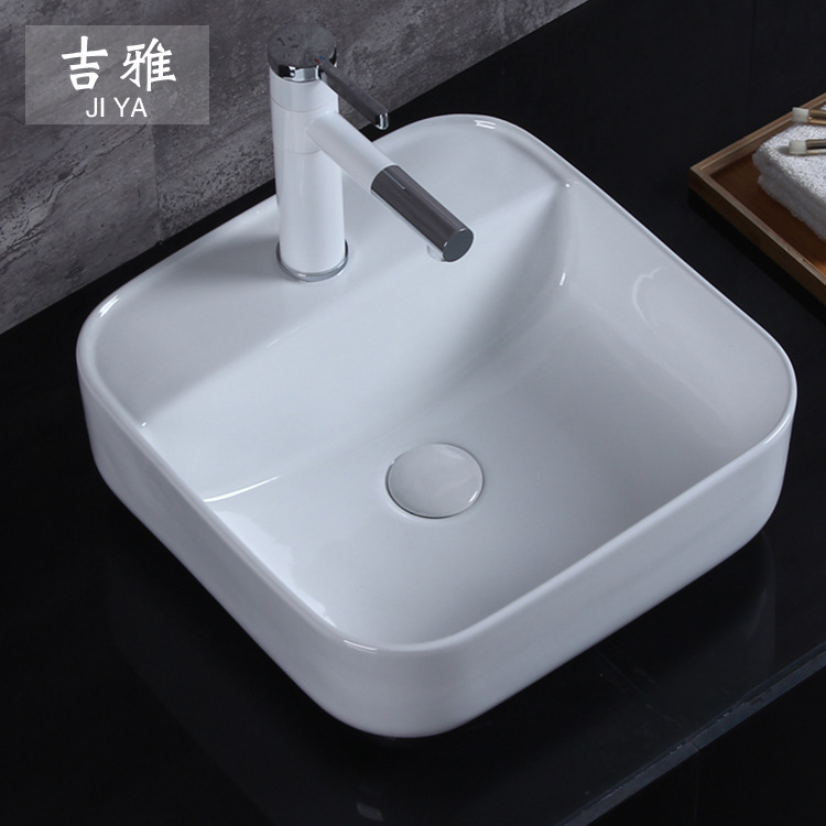 Venta al por mayor artículos sanitarios lavabo de cerámica mesa cuadrada lavabo decoración del hogar mesa de baño de ingeniería lavabo 204A